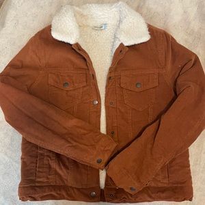 BURNT ORANGE CORDUROY FUR LINED JACKET (L)
